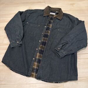 Vintage Denim Barn Jacket 🌿 Corduroy Collar & Fleece Lined 💙💚 Great Condition